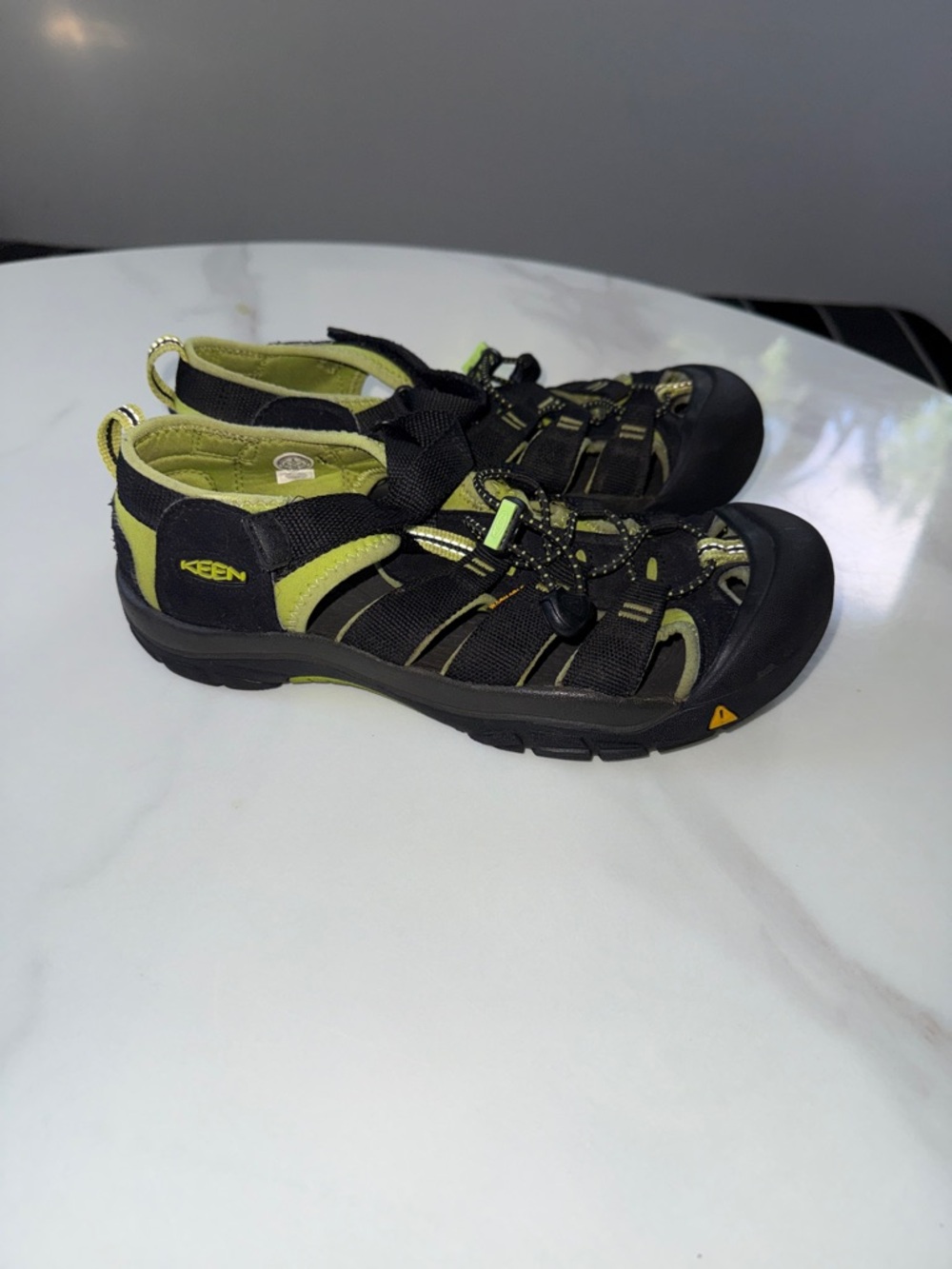 Keen Black with Lime Green Trim Closed-Toe Outdoor Sandals